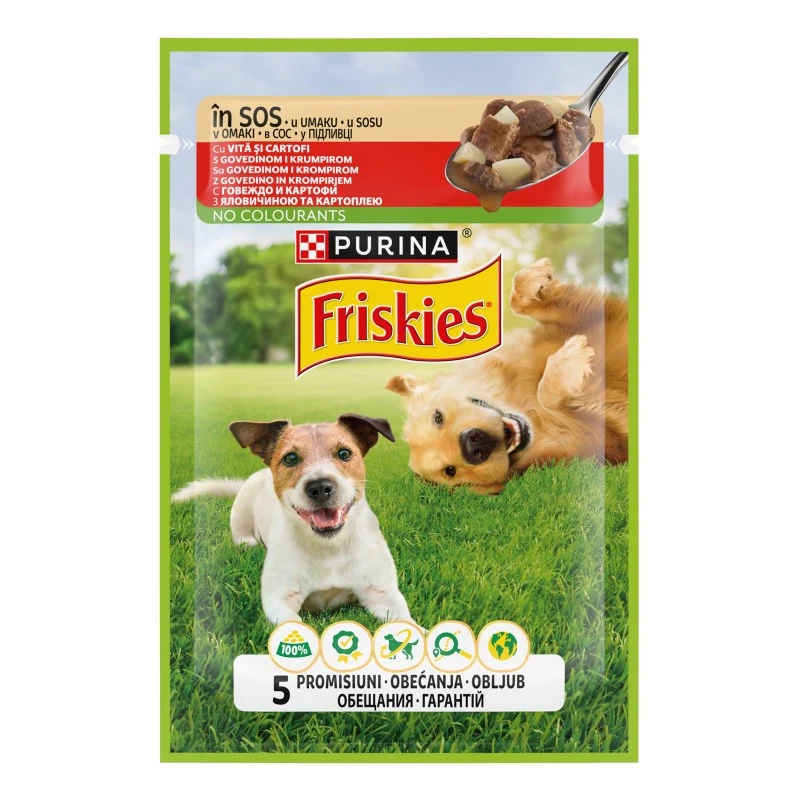Корм для собак з яловичиною та картоплею шматочки у підливі Friskies, 85 г
