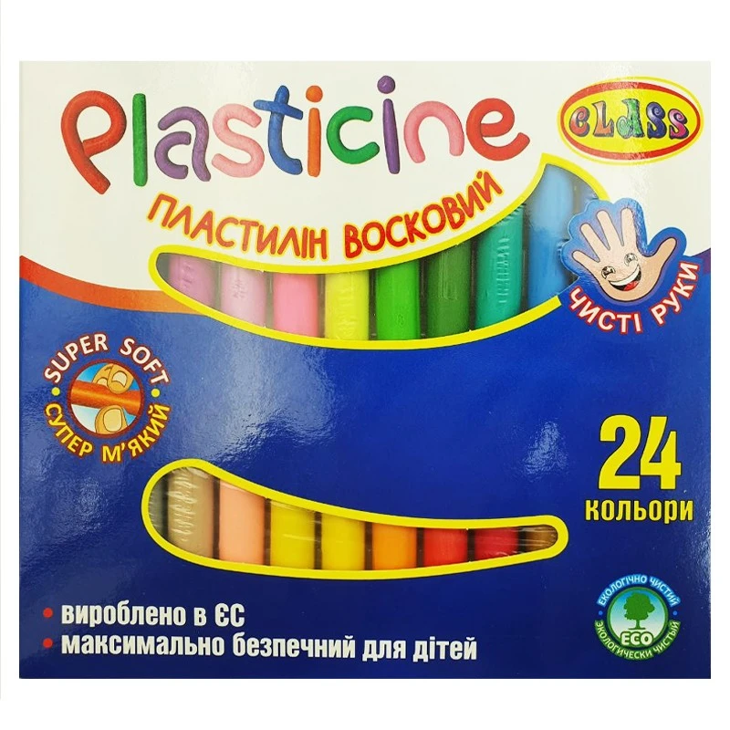 Пластилін Чисті руки 24 кольрiв Class, 400 г