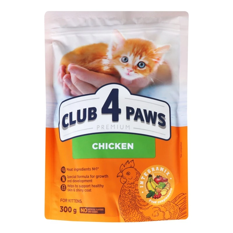 Корм сухий для кошенят Курка Premium Club 4 Paws, 300 г