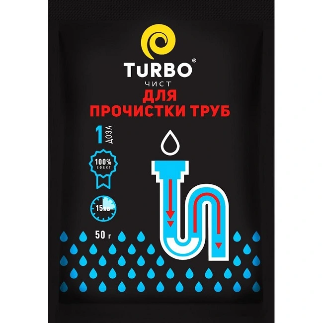 Засіб для розчинення забруднень в каналізаційних трубах Чист Turbo, 50 г