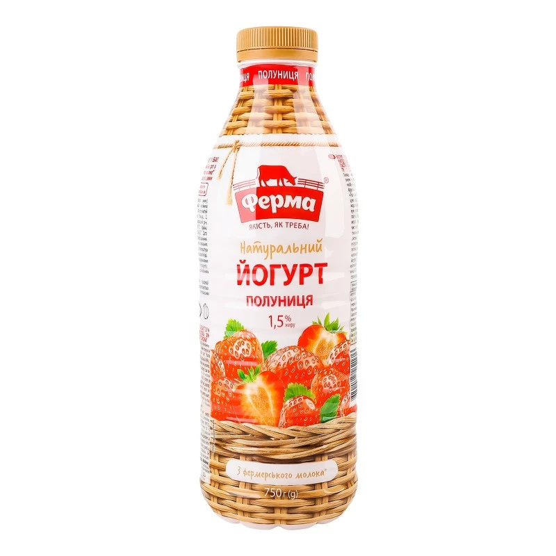 Йогурт 1.5% Полуниця Ферма, 750 г