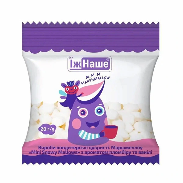 Маршмеллоу з ароматом пломбіру та ванілі Mini Snowy Mallows ЇжНаше, 20 г