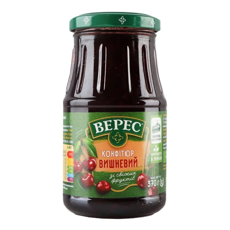 Консервований конфітюр вишневий Верес, 370 г