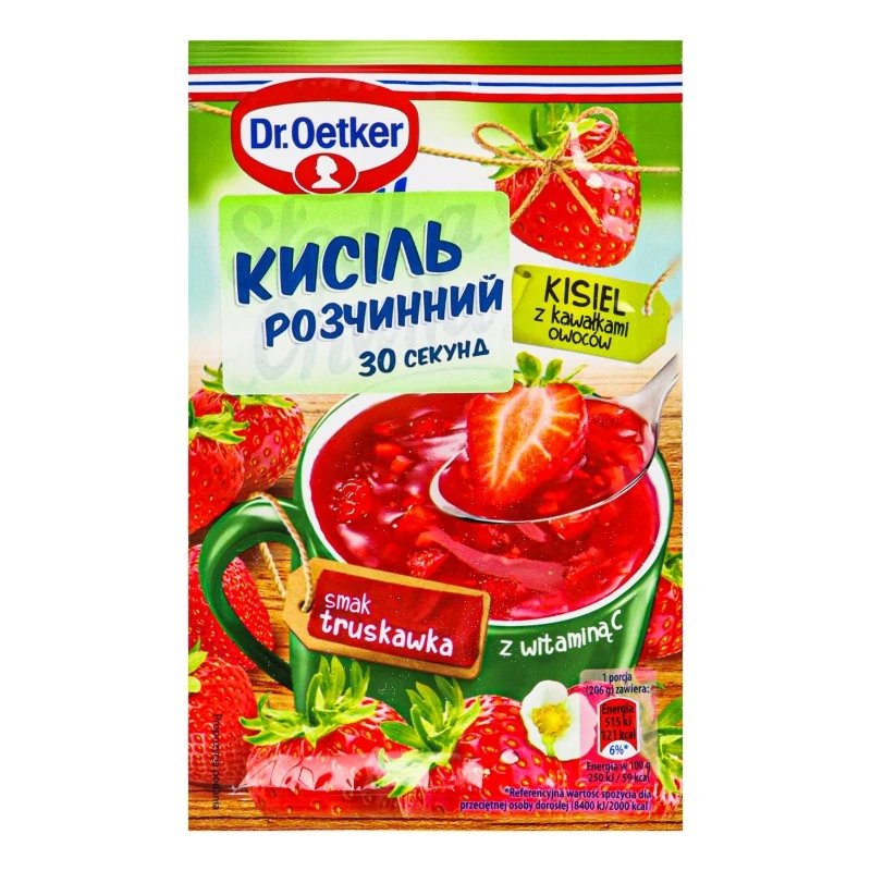 Кисіль зі смаком полуниці з шматочками фруктів Dr.Oetker, 31.5 г