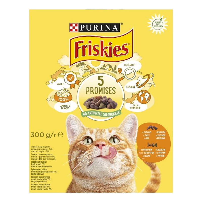 Корм сухий для котів З куркою та овочами Friskies, 300 г