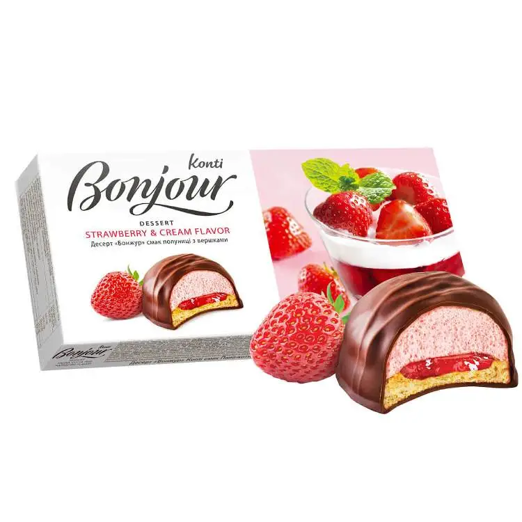 Десерт зі смаком полуниці з вершками Bonjour, 232 г
