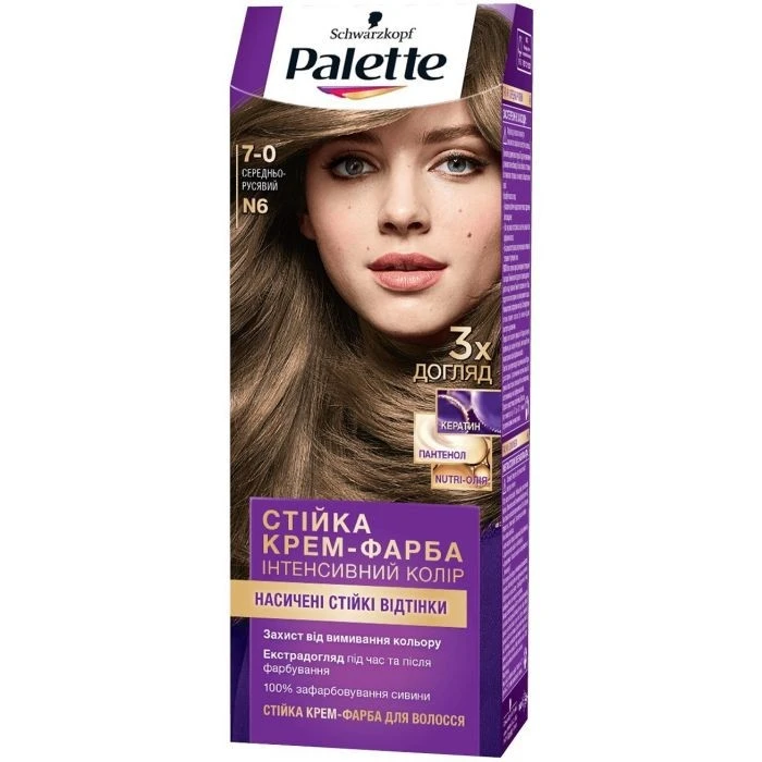 Фарба для волосся N-6 середньо-русявий Palette, 110 мл