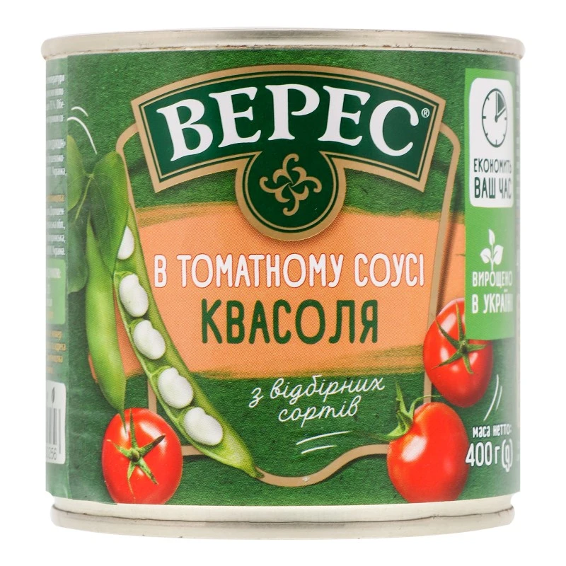 Консервована квасоля в томатному соусі Верес, 400 мл