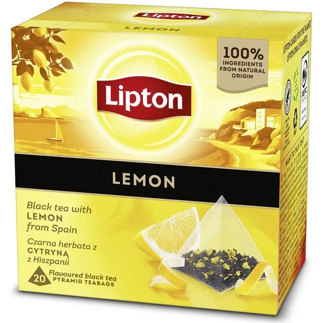 Чай пакетований чорний lemon  Lipton, 20 шт/уп.