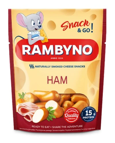 Сир плавлений 45% копчений з шинкою д/п Rambyno, 75г