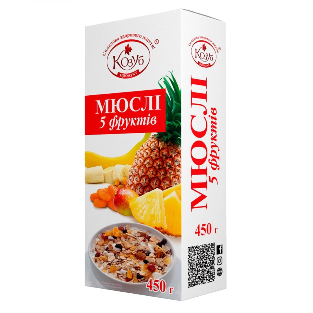 Мюслі 5 фруктів Козуб, 450 г
