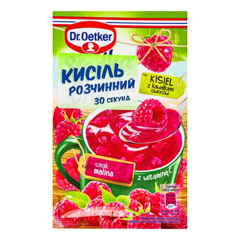 Кисіль зі смаком малини з шматочками фруктів Dr.Oetker, 31.5 г