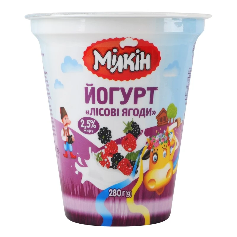 Йогурт 2.5% зі смаком лісової ягоди Milkin, ст 280г