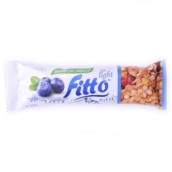 Батончик злаковий мюслі з чорницею Fitto Light, 30 г