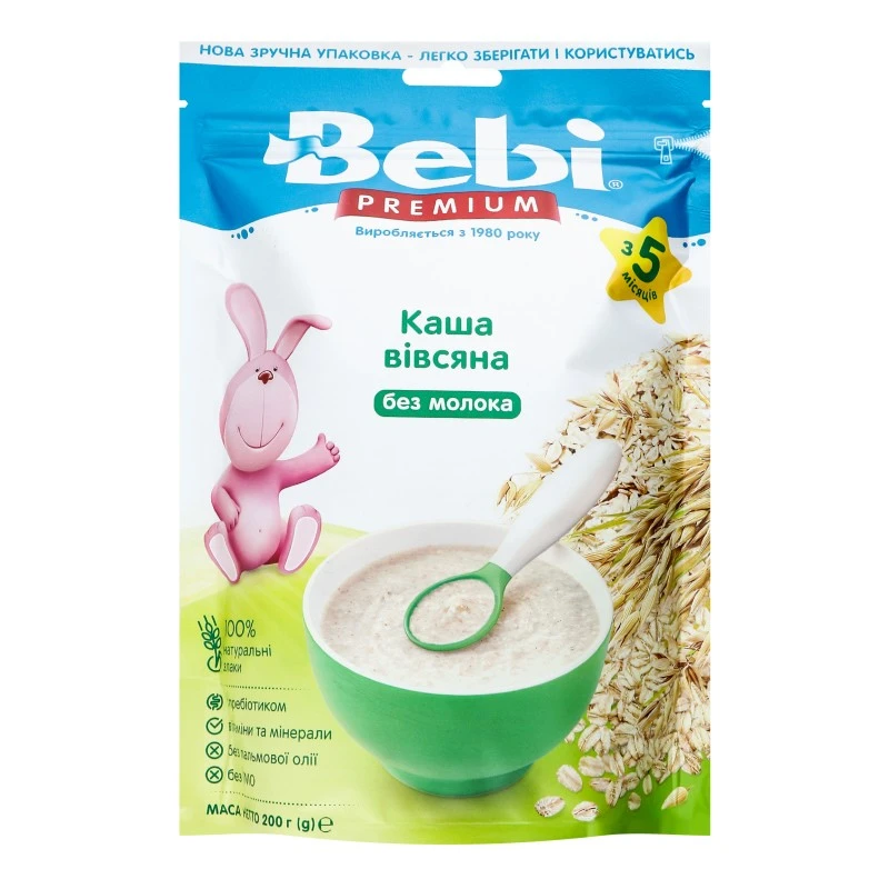 Каша безмолочна для дітей від 5 міс Вівсяна Premium Bebi, 200 г
