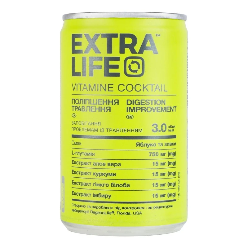 Напій зі стевією Покращення травлення Vitamine Cocktail ж/б Extra Life, 150 мл