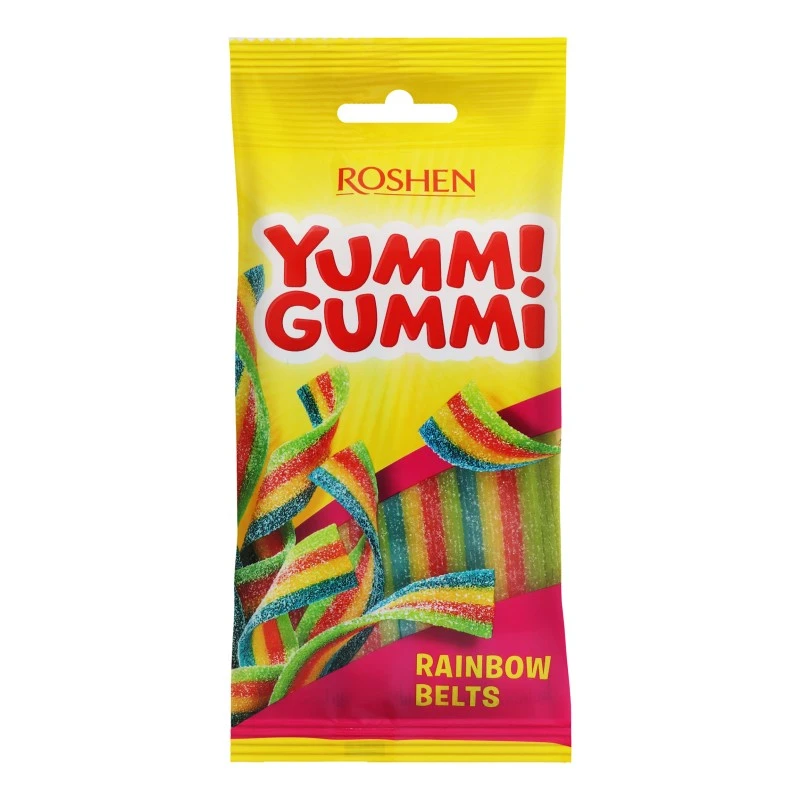 Цукерки желейні неглазуровані Rainbow Belts Yummi Gummi Roshen, 70 г