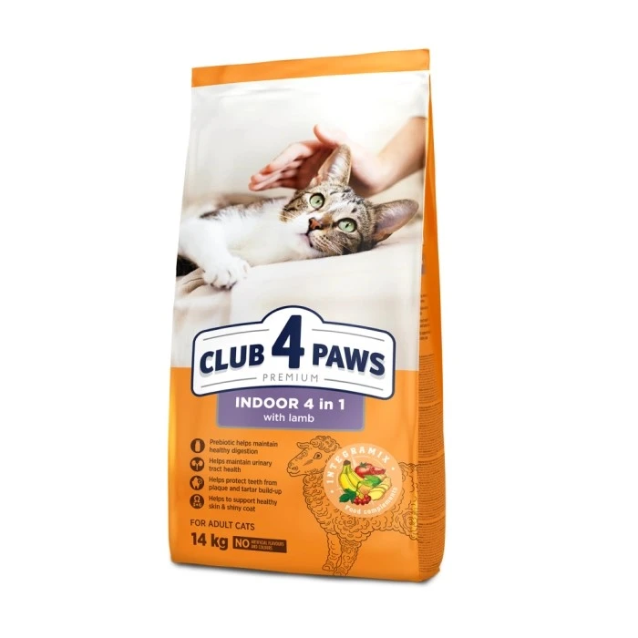 Корм сухий для котів Premium Indoor 4 in 1 with Lamb Club 4 Paws