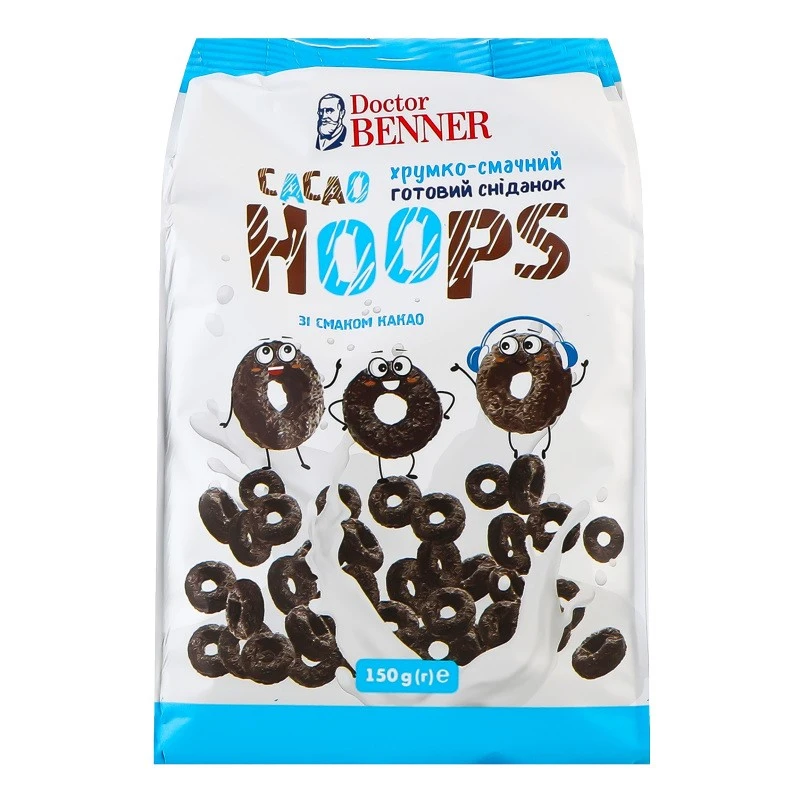 Сухий сніданок какао Hoops Doctor Benner, 150 г