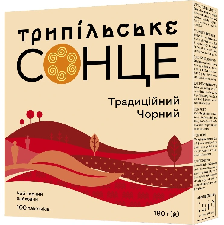 Чай пакетований чорний Традиційний Трипільське сонце, 100 шт/уп.
