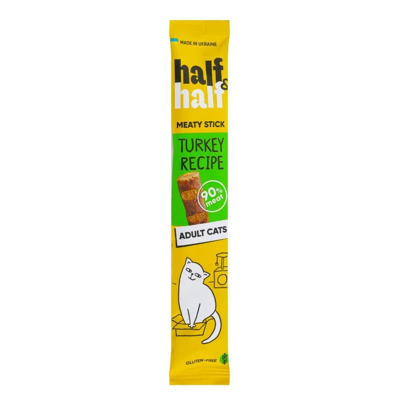 Ласощі м&#039;ясні палички для дорослих котів з індичкою Meaty stick Half&amp;Half м/у 5г