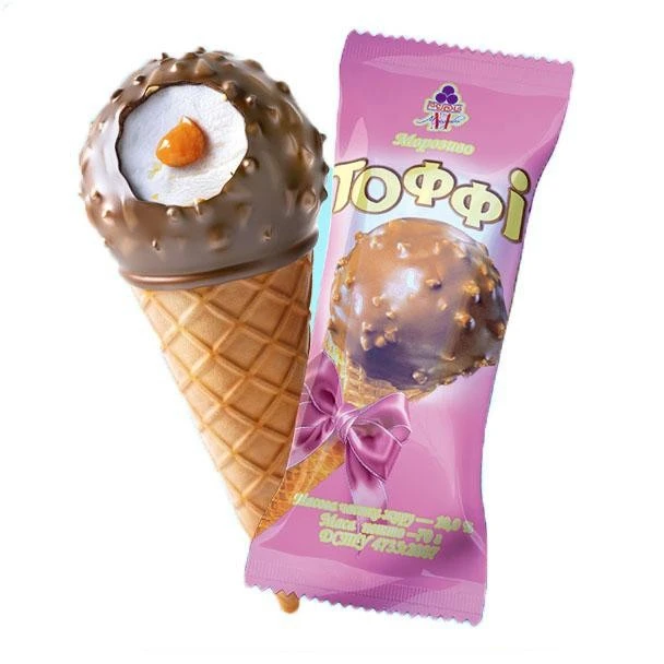 Морозиво ріжок тоффі  Рудь, 70 г