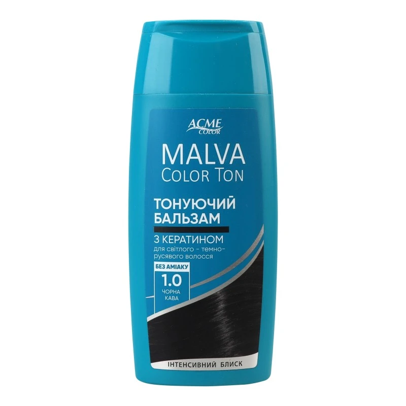 Бальзам тонуючий для волосся Color Ton 1.0 чорна кава Malva 180мл