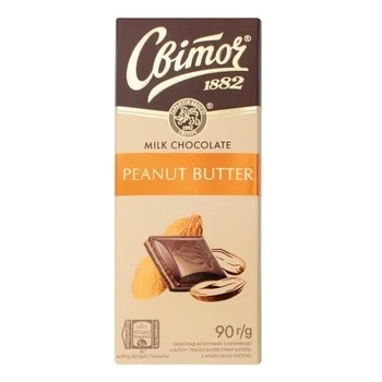 Шоколад молочний з арахісовою пастою Світоч Peanut Butte, 90 г