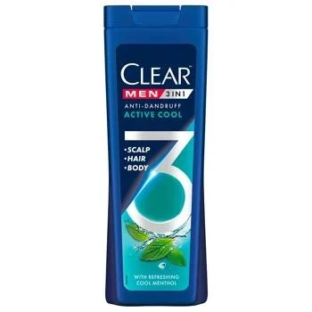 Шампунь 3 в 1 Очищення з активованим вугіллям Clear, 360 мл