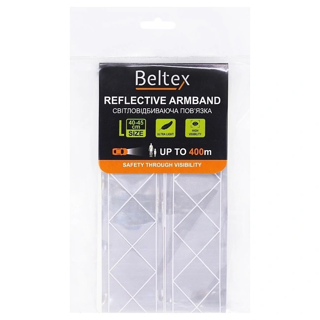 Світловідбиваюча пов&#039;язка сіра L 40-45 см Beltex, 1 шт