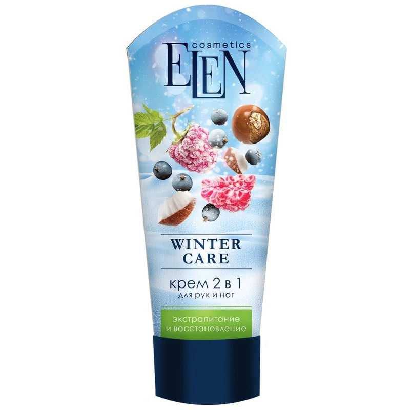 Крем 2в1 для рук та ніг екстраживильний Winter care Elen Cosmetics, 75 мл