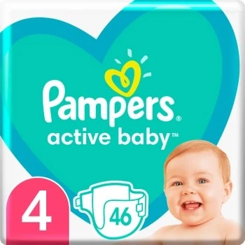 Підгузки для дітей 9-14 кг 4 Active Baby Pampers, 46 шт/уп.