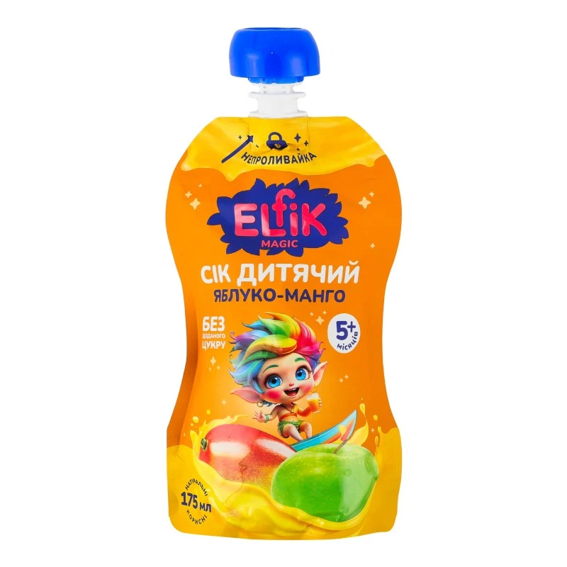 Сік дитячий яблуко-манго дой-пак Elfik Magic, 0.175 г