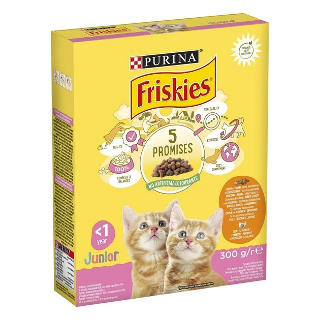 Корм сухий для кошенят З куркою, індичкою, молоком та овочами Junior Friskies, 300 г