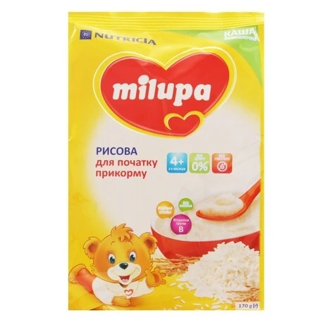 Каша безмолочна для дітей від 4 міс суха рисова Milupa, 170 г