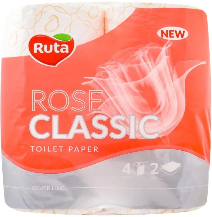 Туалетний папір 2-х шаровий Rose Classic Ruta, 4 шт/уп.