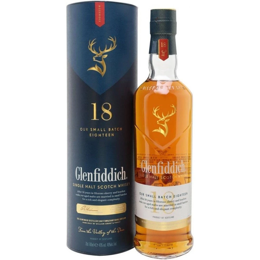 Віскі у тубусі 18 років витримки Glenfiddich, 0.7 л