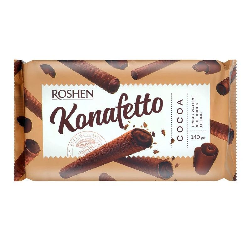 Вафельні трубочки Cocoa Konafetto Roshen, 140 г