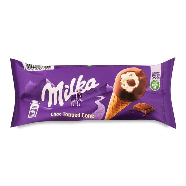 Морозиво Milka ріжок з шоколадною глазур&#039;ю Milka, 69г