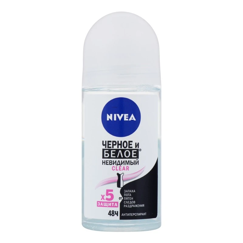 Антиперспірант Clear Чорне і біле Невидимий Nivea, 50 мл