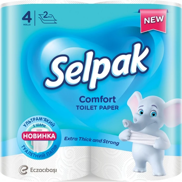 Туалетний папір 2-х шаровий Comfort Selpak, 4 шт/уп.