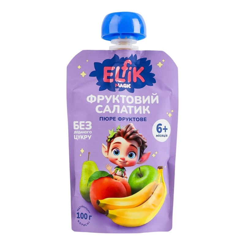 Пюре фруктове фруктовий салатик дой-пак ELFIK Magic, 100 г