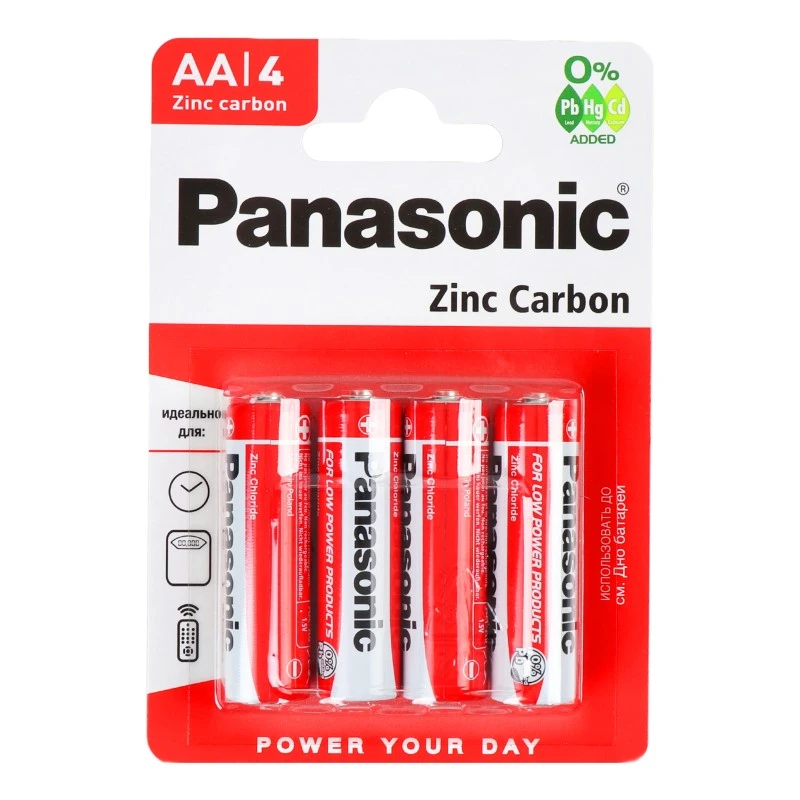 Батарейки АА R6 MN1500 Zinc Carbon Panasonic 4шт