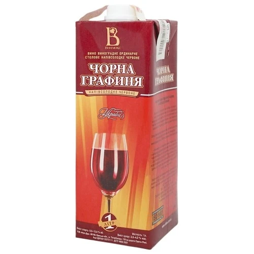 Вино червоне напівсолодке Чорна графиня Винлюкс, 1 л