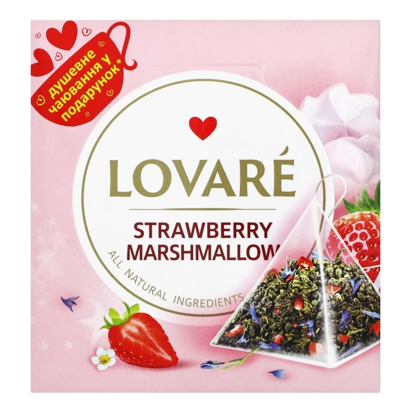 Чай пакетований чорний Strawberry Marshmallow Lovare, 15 шт/уп.