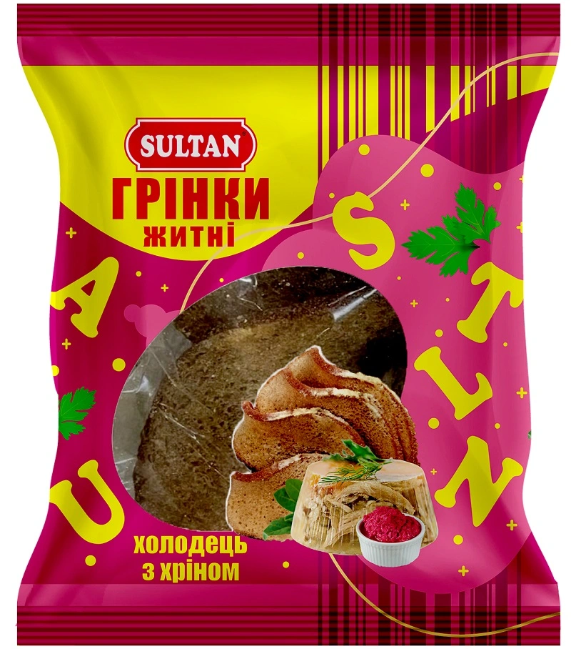 Грінки житні зі смаком холодця та хрону Sultan, 80 г
