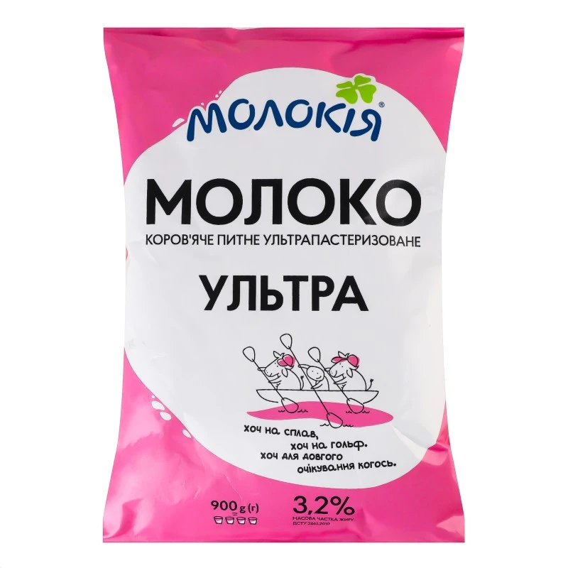 Молоко UHT 3.2% ультрапастеризоване Ультра Молокія Tetra Fino 900г
