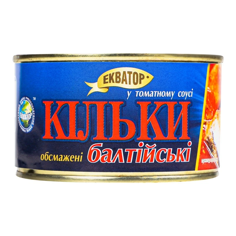 Кільки балтійські обсмажені в томатному соусі Екватор з/б 230г