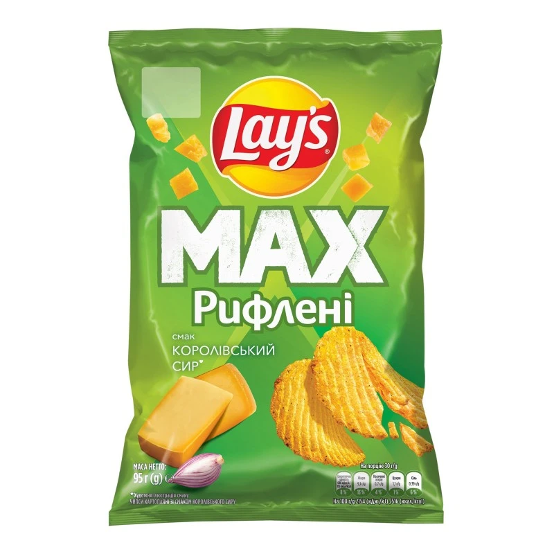 Чипси картопляні Королівський сир Рифлені Max Lay&#039;s м/у 95г