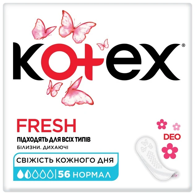 Прокладки гігієнічні щоденні Normal Deo Kotex, 56 шт/уп.